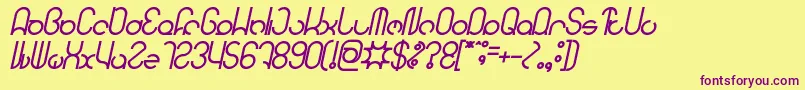 HENDERSON Bold Italic-Schriftart – Violette Schriften auf gelbem Hintergrund