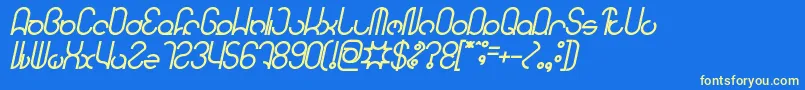 Fonte HENDERSON Bold Italic – fontes amarelas em um fundo azul