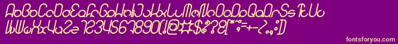 HENDERSON Bold Italic-fontti – keltaiset fontit violetilla taustalla