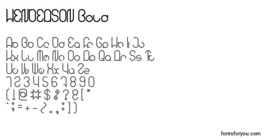 Schriftart HENDERSON Bold – Alphabet, Zahlen, spezielle Symbole