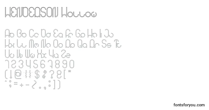 HENDERSON Hollow Font – alphabet, numbers, special characters