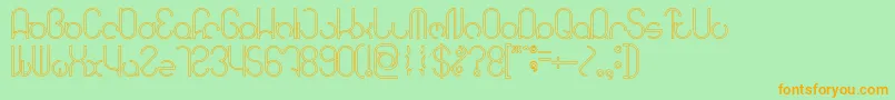 フォントHENDERSON Hollow – オレンジの文字が緑の背景にあります。