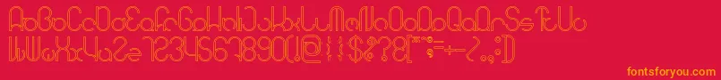 HENDERSON Hollow-Schriftart – Orangefarbene Schriften auf rotem Hintergrund
