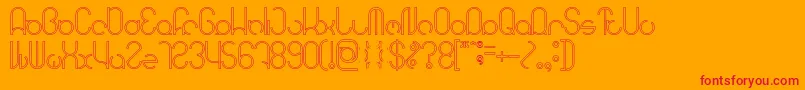 Fonte HENDERSON Hollow – fontes vermelhas em um fundo laranja