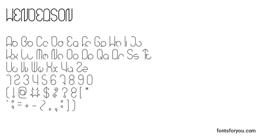 Czcionka HENDERSON (129437) – alfabet, cyfry, specjalne znaki