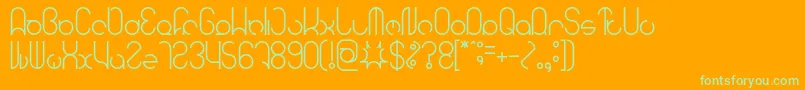 HENDERSON-Schriftart – Grüne Schriften auf orangefarbenem Hintergrund