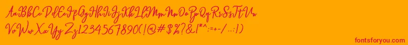 フォントHendryan – オレンジの背景に赤い文字