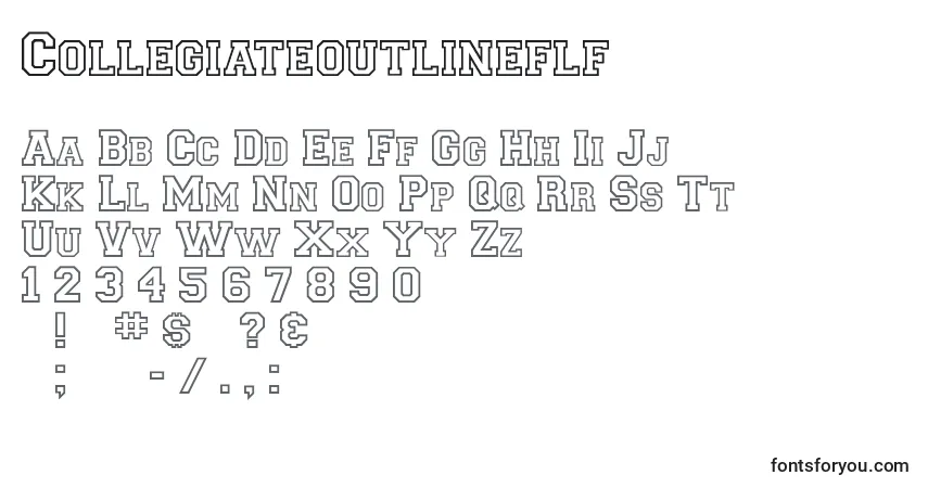 A fonte Collegiateoutlineflf – alfabeto, números, caracteres especiais