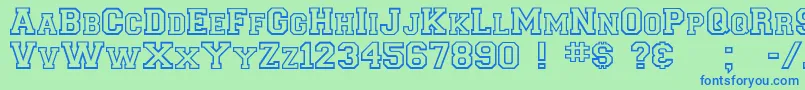 Collegiateoutlineflf Font – Blue Fonts on Green Background