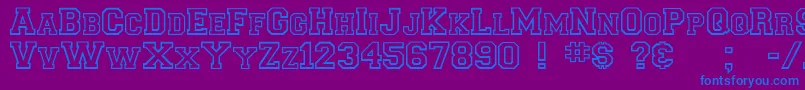 Шрифт Collegiateoutlineflf – синие шрифты на фиолетовом фоне