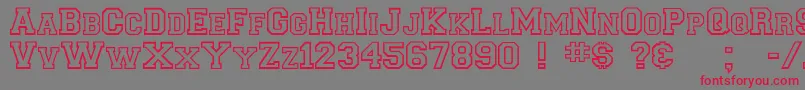 Collegiateoutlineflf-Schriftart – Rote Schriften auf grauem Hintergrund