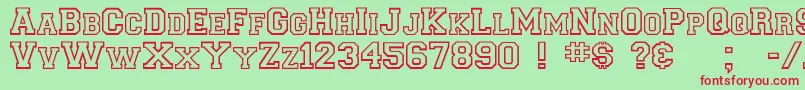Collegiateoutlineflf Font – Red Fonts on Green Background