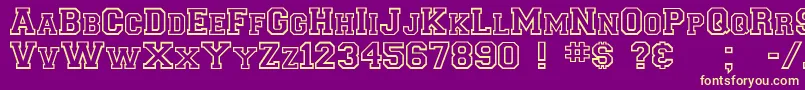 Collegiateoutlineflf-Schriftart – Gelbe Schriften auf violettem Hintergrund