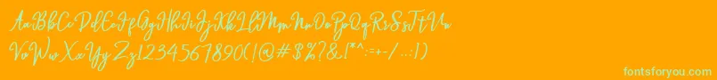 Hendryan Font – Green Fonts on Orange Background