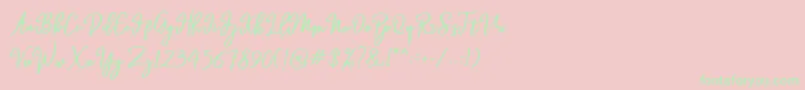 Hendryan Font – Green Fonts on Pink Background