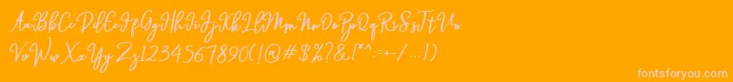 Hendryan-Schriftart – Rosa Schriften auf orangefarbenem Hintergrund