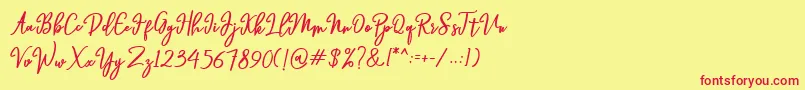Hendryan Font – Red Fonts on Yellow Background