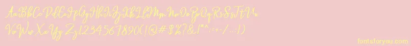 Hendryan Font – Yellow Fonts on Pink Background