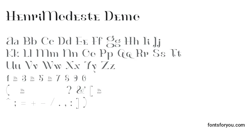 Шрифт HenriModeste Demo – алфавит, цифры, специальные символы