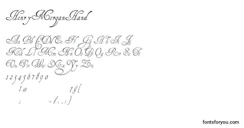 Schriftart HenryMorganHand (129443) – Alphabet, Zahlen, spezielle Symbole
