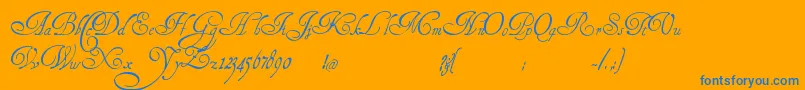 HenryMorganHand Font – Blue Fonts on Orange Background