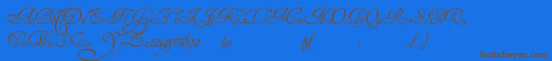 HenryMorganHand-Schriftart – Braune Schriften auf blauem Hintergrund
