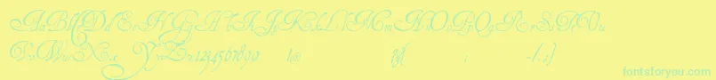Fonte HenryMorganHand – fontes verdes em um fundo amarelo