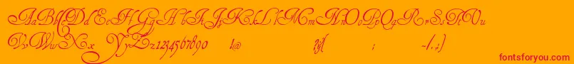 HenryMorganHand-Schriftart – Rote Schriften auf orangefarbenem Hintergrund