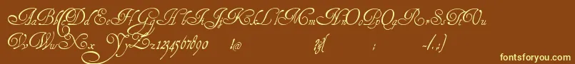 HenryMorganHand-Schriftart – Gelbe Schriften auf braunem Hintergrund