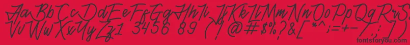 HenshinScriptPersonalUse-Schriftart – Schwarze Schriften auf rotem Hintergrund