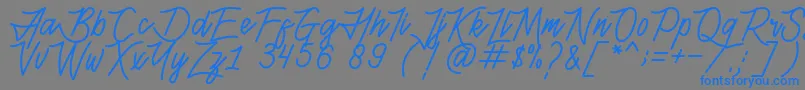 HenshinScriptPersonalUse-Schriftart – Blaue Schriften auf grauem Hintergrund