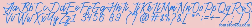 Czcionka HenshinScriptPersonalUse – niebieskie czcionki na różowym tle
