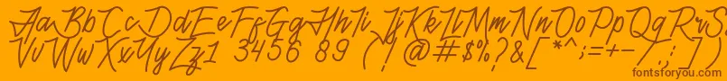 HenshinScriptPersonalUse Font – Brown Fonts on Orange Background