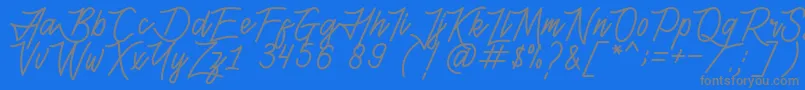 HenshinScriptPersonalUse-Schriftart – Graue Schriften auf blauem Hintergrund