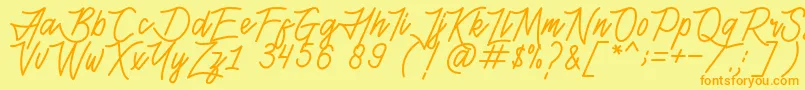 Police HenshinScriptPersonalUse – polices orange sur fond jaune