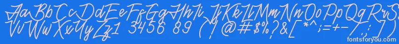 Fonte HenshinScriptPersonalUse – fontes rosa em um fundo azul