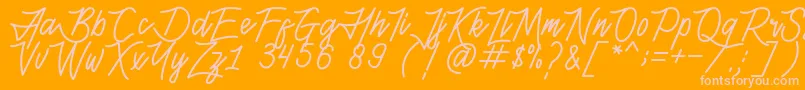 Шрифт HenshinScriptPersonalUse – розовые шрифты на оранжевом фоне