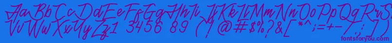 Fonte HenshinScriptPersonalUse – fontes roxas em um fundo azul