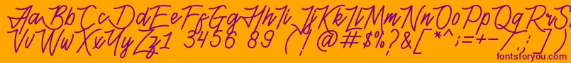 Lisätietoja HenshinScriptPersonalUse-fontista HenshinScriptPersonalUse-fontti – violetit fontit oranssilla taustalla