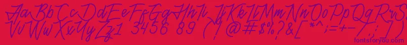 HenshinScriptPersonalUse Font – Purple Fonts on Red Background