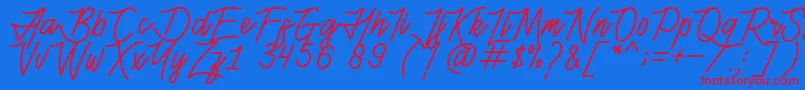 HenshinScriptPersonalUse Font – Red Fonts on Blue Background