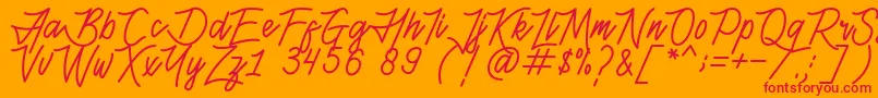 Шрифт HenshinScriptPersonalUse – красные шрифты на оранжевом фоне