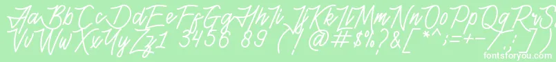 フォントHenshinScriptPersonalUse – 緑の背景に白い文字