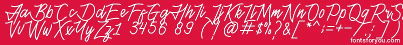 Fonte HenshinScriptPersonalUse – fontes brancas em um fundo vermelho