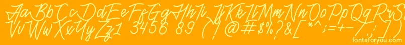 fuente HenshinScriptPersonalUse – Fuentes Amarillas Sobre Fondo Naranja