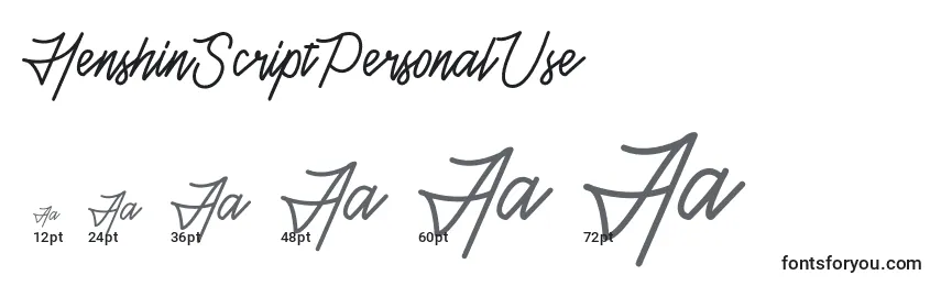 HenshinScriptPersonalUse Font Sizes