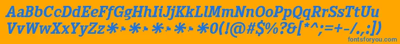 Heptal Bold Italic Font – Blue Fonts on Orange Background