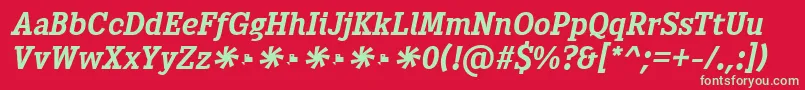 Fonte Heptal Bold Italic – fontes verdes em um fundo vermelho