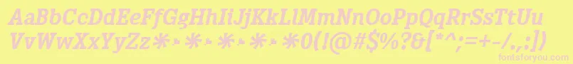 Heptal Bold Italic-Schriftart – Rosa Schriften auf gelbem Hintergrund