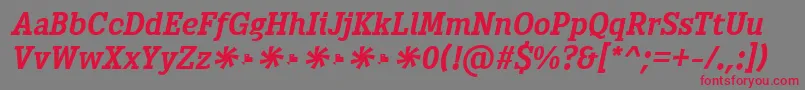 Czcionka Heptal Bold Italic – czerwone czcionki na szarym tle